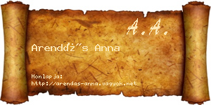 Arendás Anna névjegykártya
