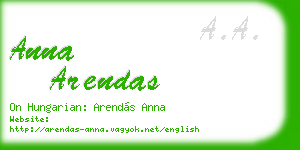 anna arendas business card